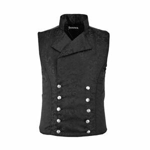 Men's Steampunk Double-Breasted Waistcoat Black Vest Gothic Western-Reenactment